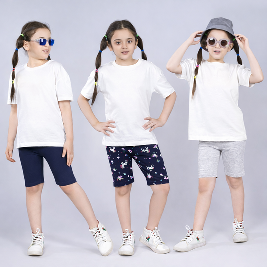 Girls Cotton Lycra Stretch Cycling Shorts Pack of 3