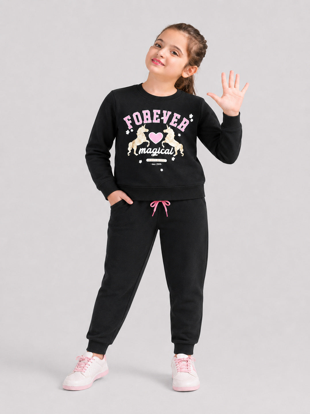 Girls Premium Soft Cotton Full sleeve T-shirt and jogger pant clothing set