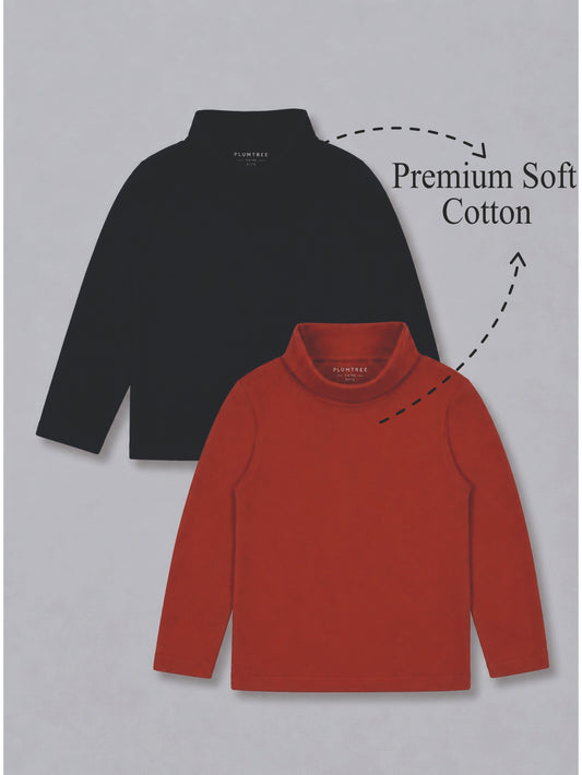Boys Premium Soft cotton full sleeve high neck T-shirts pack of 2 set