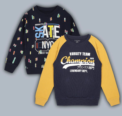 All Over Printed Round neck Pullover Sweatshirt Pack of 2