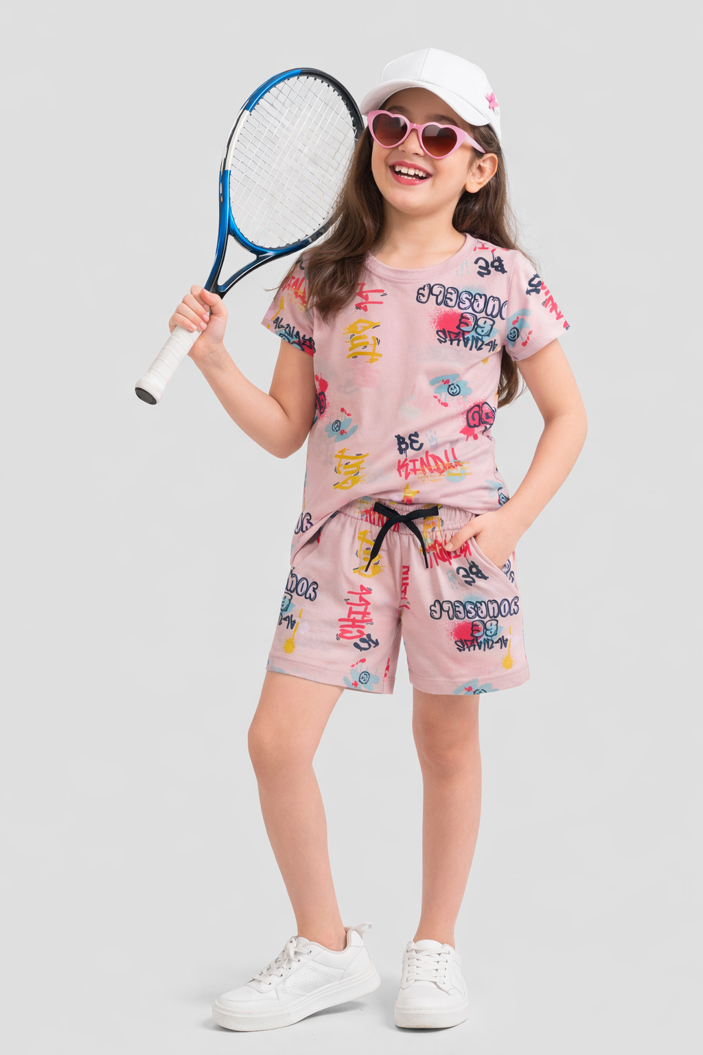 Girls Trendy Cotton Top & Shorts Co-ord Set