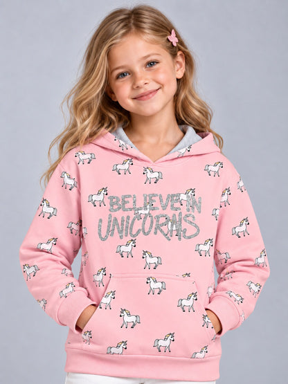 Girls Premium Soft cotton full sleeve Printed Hooded Sweatshirt