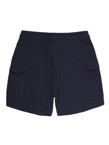 Girls Pure Cotton knit Printed Cargo Shorts-TRUE NAVY