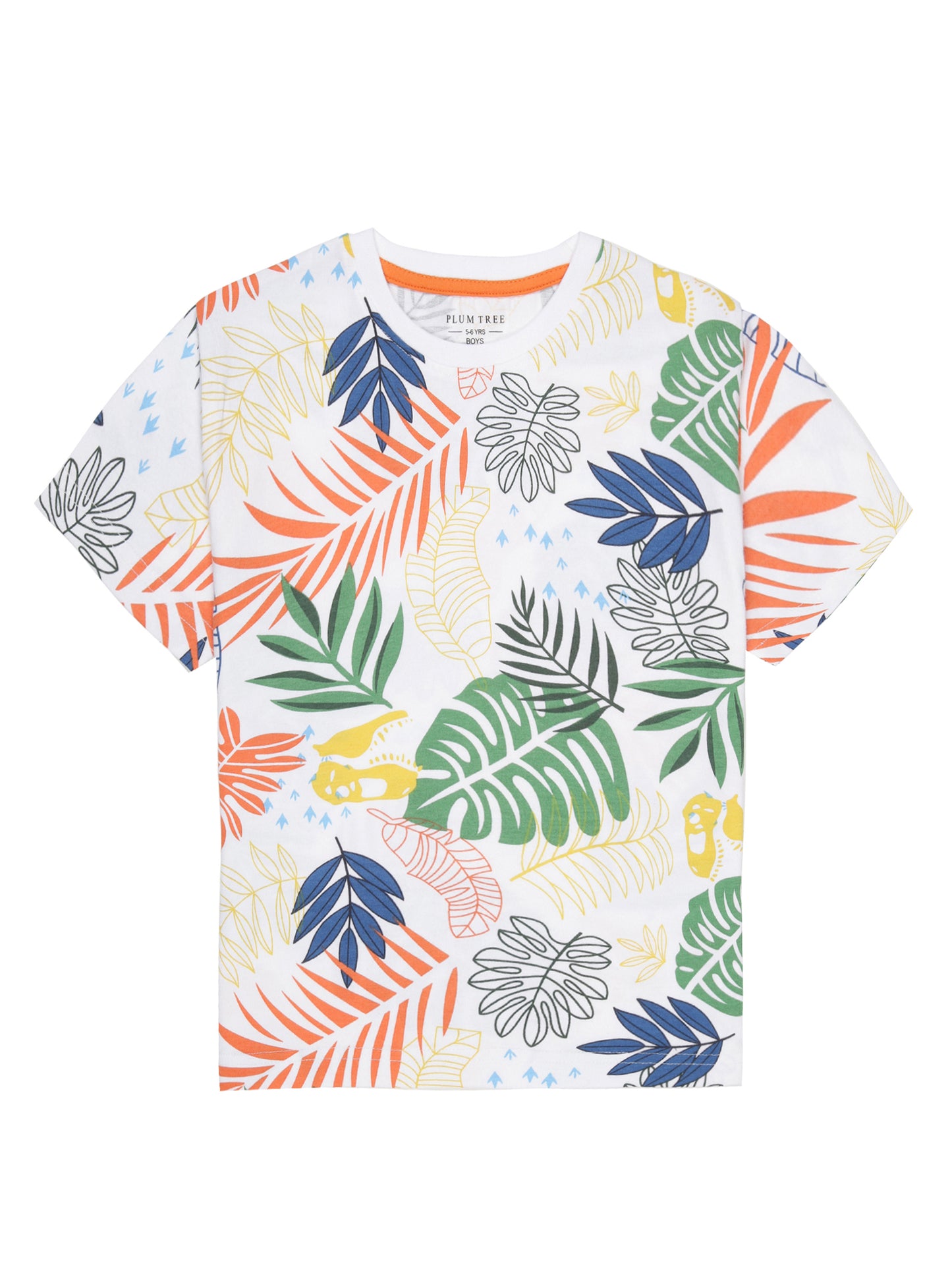 Boys 2 piece pure cotton All Over Printed Co-ordinating Top and Short Set-OFF WHITE TROPICAL AOP