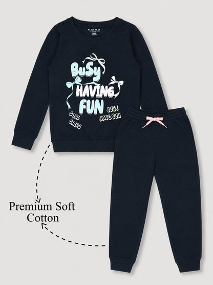 Girls Premium Soft Cotton Full sleeve T-shirt and jogger pant clothing set