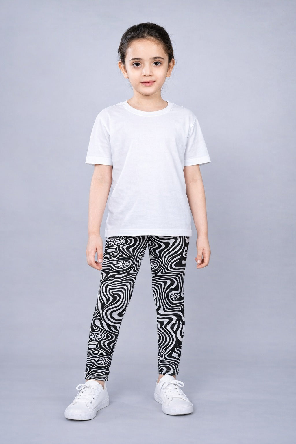 Girls Cotton Lycra Stretch Printed Legging Pack of 2
