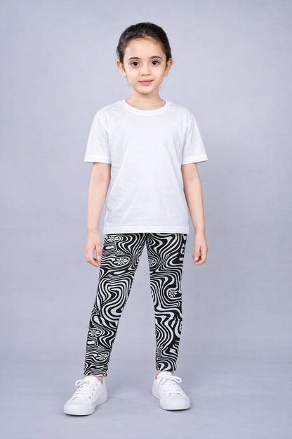 Girls Cotton Lycra Stretch Printed Legging Pack of 2