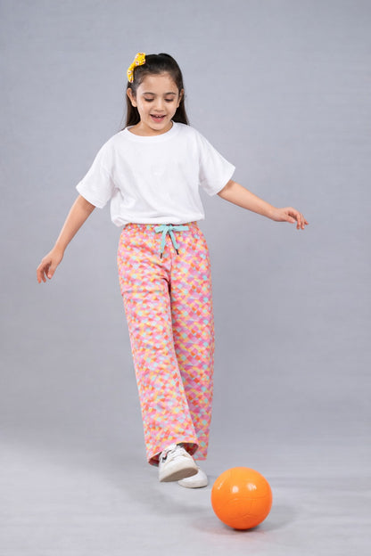 Girls Premium Cotton Printed Wide Leg Pant pack of 2