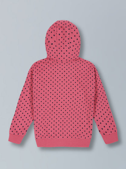 Girls Polka AOP & Sparkle Like A Unicorn Hooded Cotton  sweatshirt - Lovely Pink