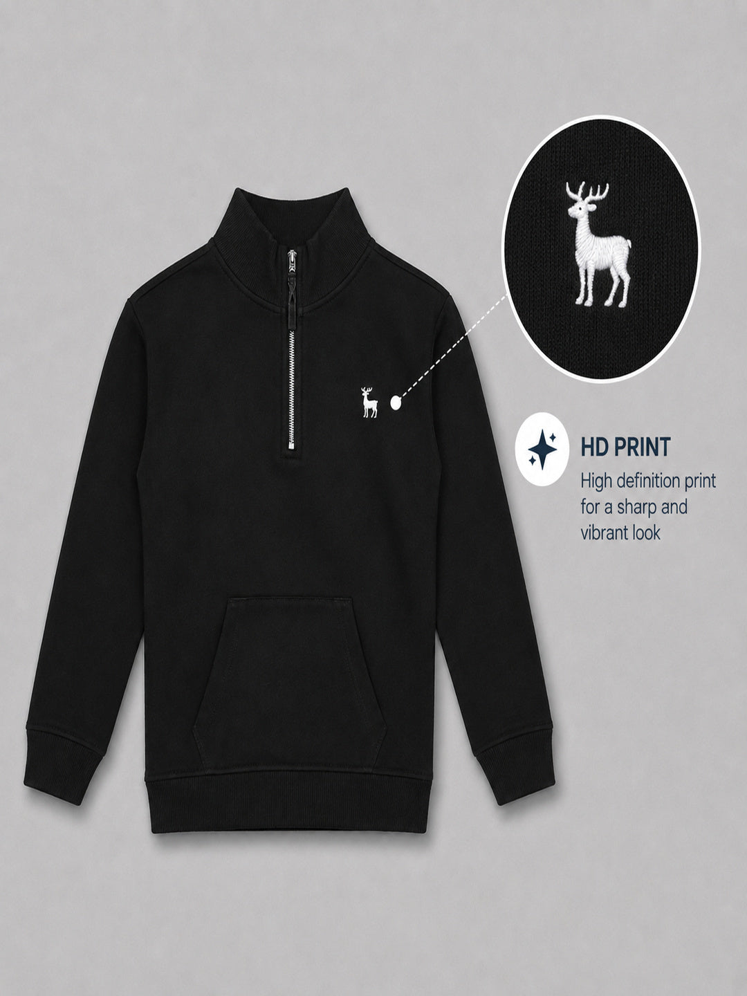 Boys Premium Soft cotton full sleeve Hi-Neck Half Zipper Sweatshirt