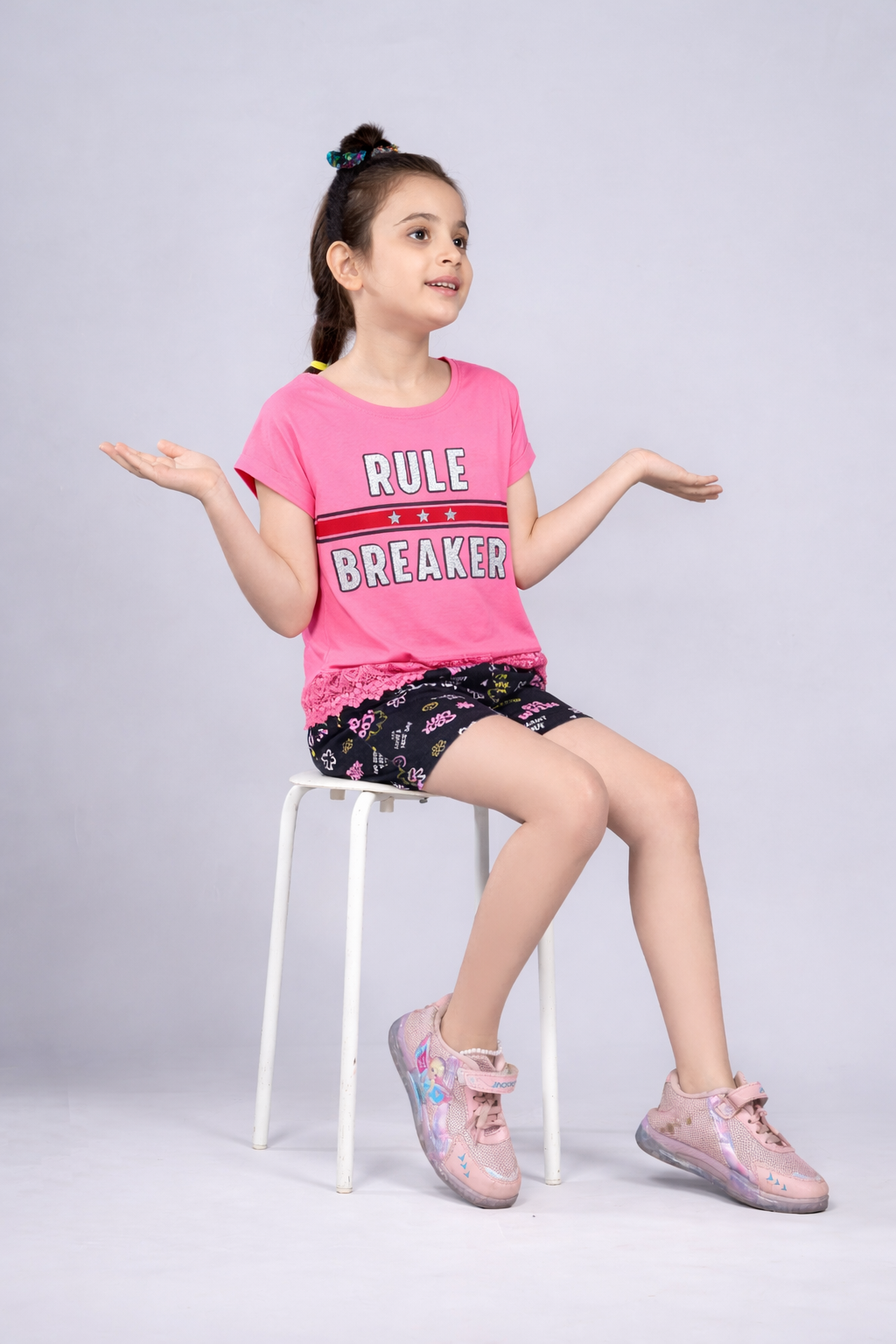 Girls Premium Cotton Crop Top With Lace Border Pack of 2