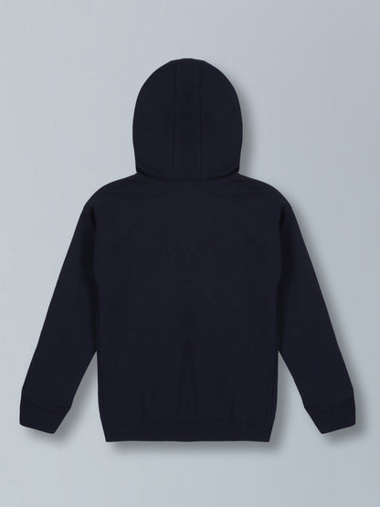 Los Angeles Print Hooded Front Open zipper Cotton sweatshirt- Navy/Winter Red