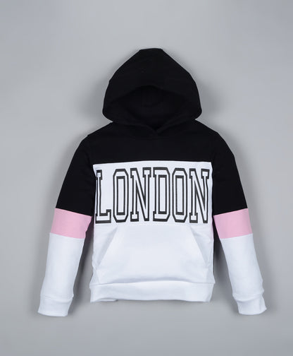 Hoodie Sweatshirt and Solid Cargo Pant set- White and Black