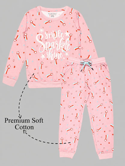 Girls Premium Soft Cotton Full sleeve T-shirt and jogger pant clothing set