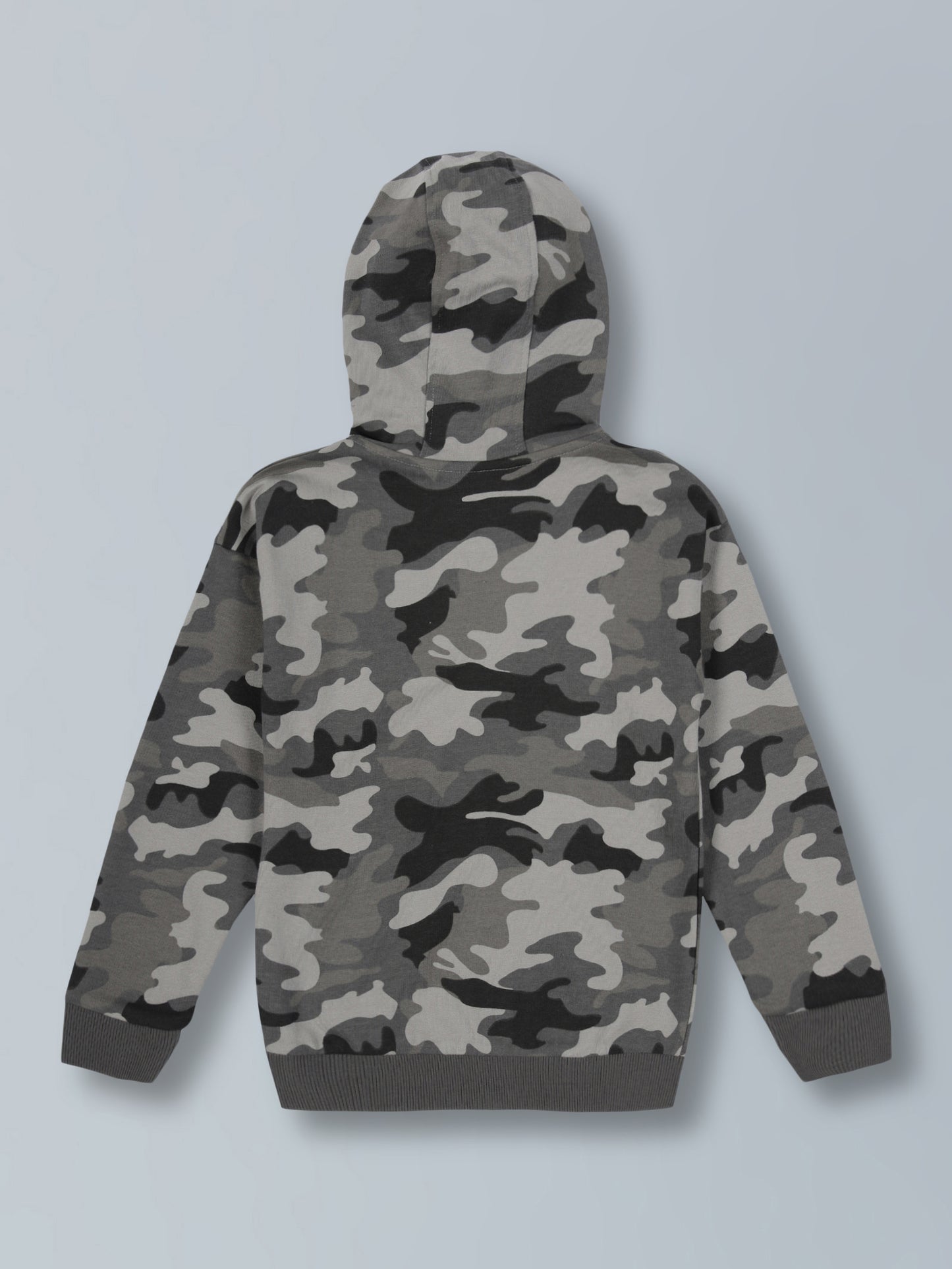 California Print Hooded front open Zipper Cotton Rich sweatshirt- Grey Melange