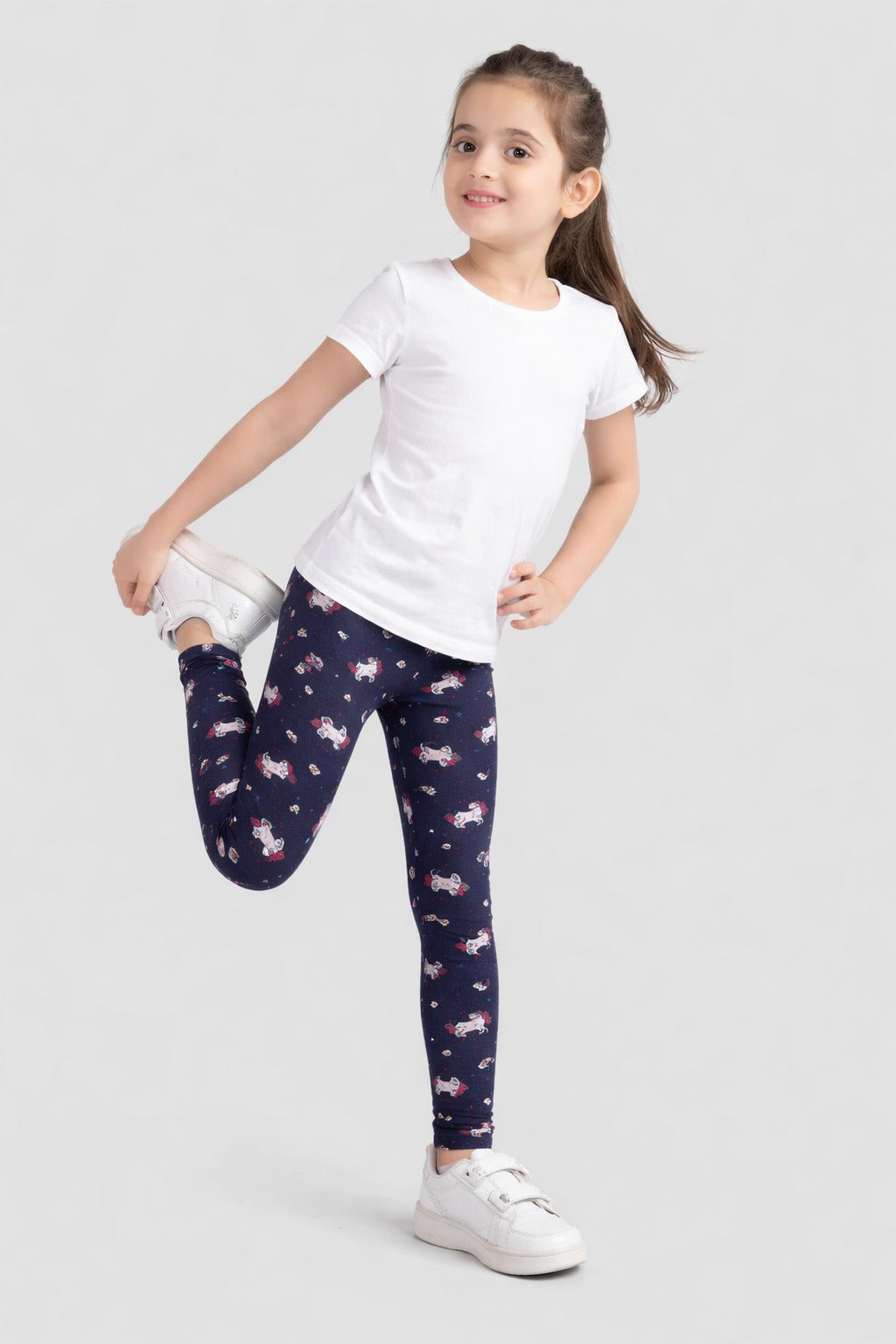 Girls Cotton Lycra Stretch Printed Legging Pack of 2