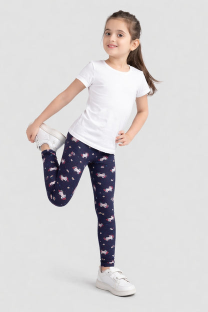 Girls Cotton Lycra Stretch Printed Legging Pack of 2