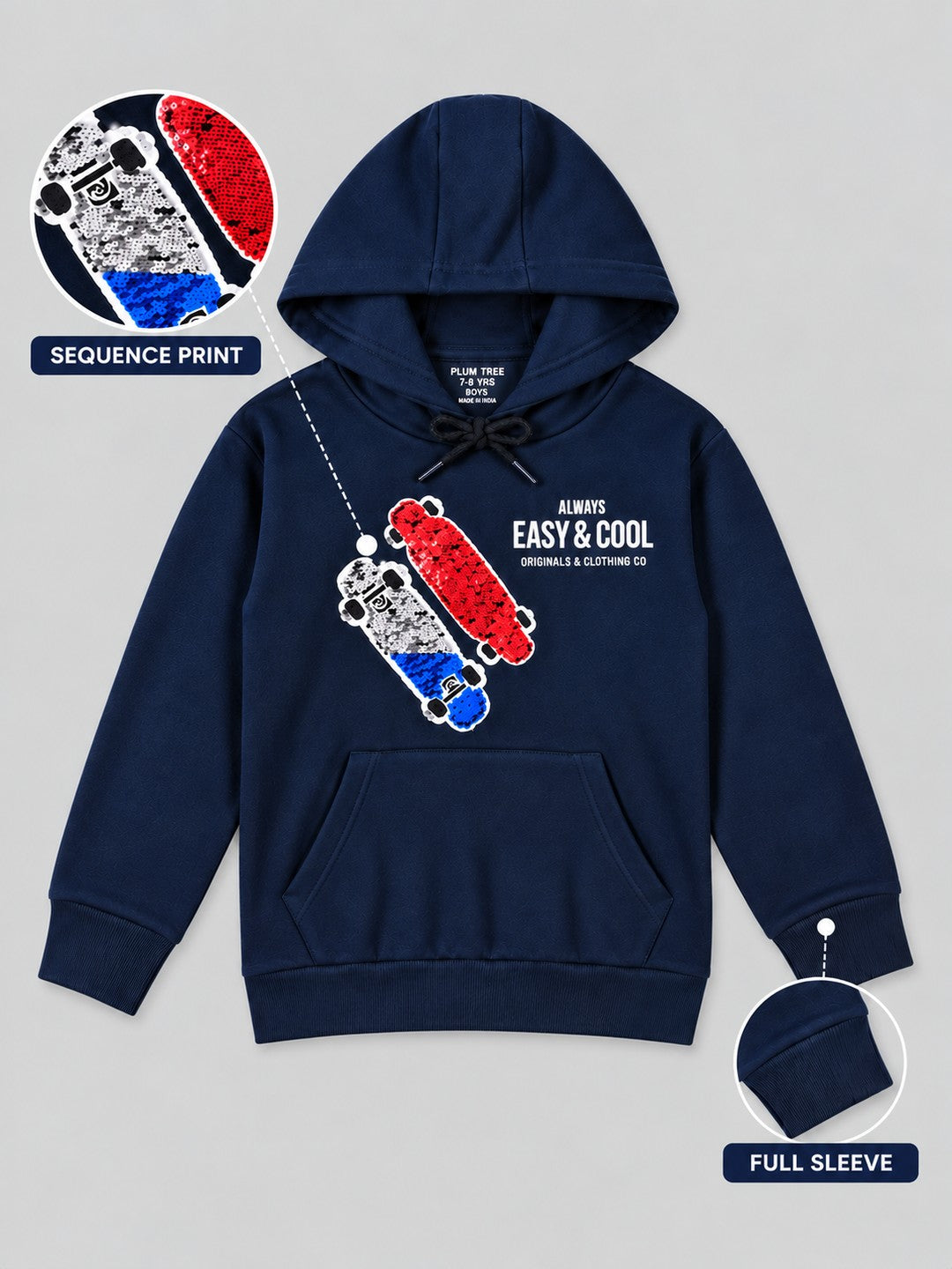 Boys Premium Soft Cotton Full Sleeve Printed Hooded Sweatshirt