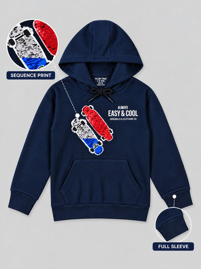 Boys Premium Soft Cotton Full Sleeve Printed Hooded Sweatshirt
