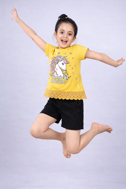 Girls Premium Cotton Crop Top With Lace Border Pack of 2