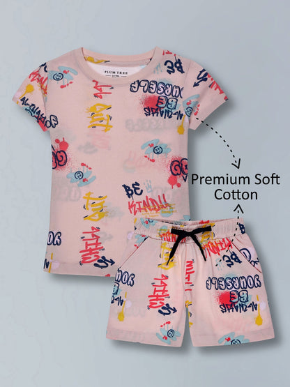 Girls Trendy Cotton Top & Shorts Co-ord Set