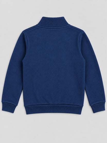 Boys Premium Soft Cotton Full Sleeve Half Zipper Hi-Neck Sweatshirt