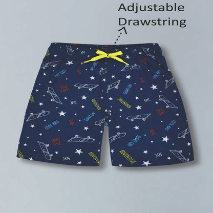 Boys Premium Cotton Printed Knit Shorts Pack Of 2