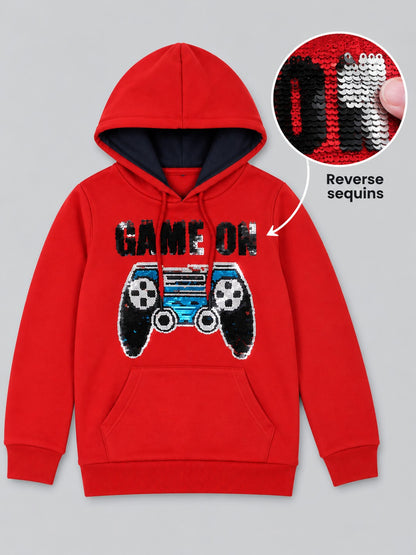 Boys Premium Soft Cotton Full Sleeve Printed Hooded Sweatshirt