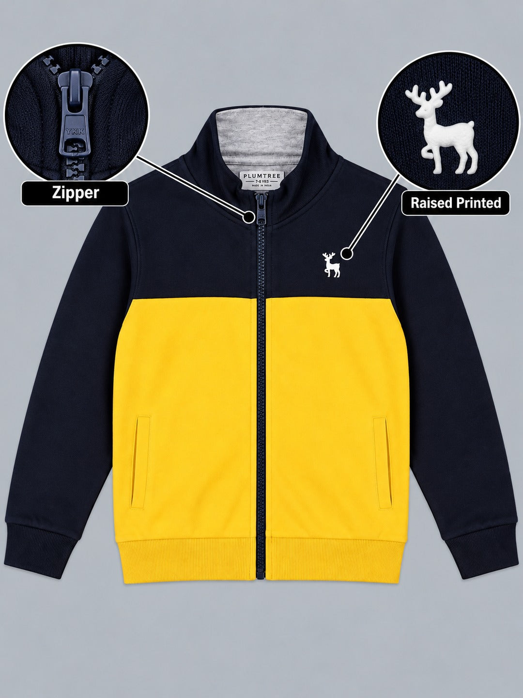Boys Premium Soft Cotton Full Zipper Round Neck Sweatshirt