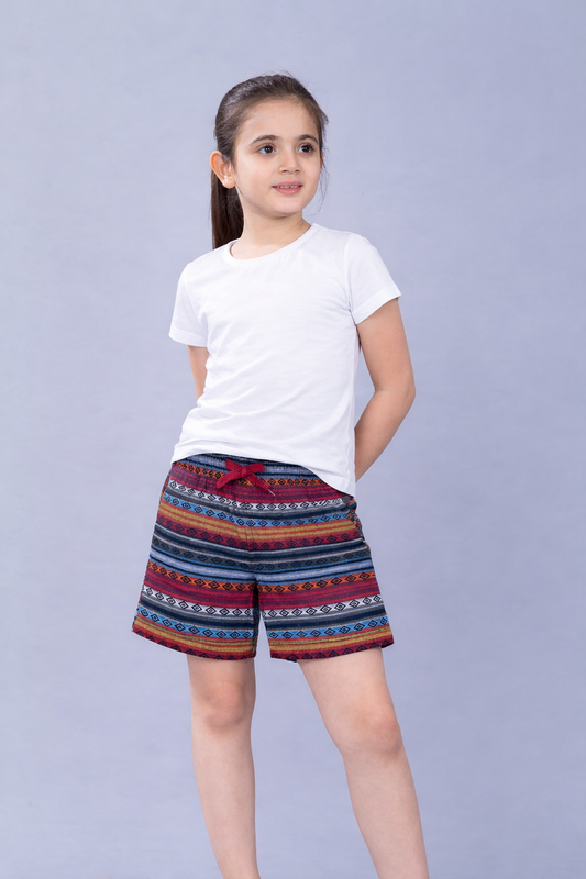 Girls Premium Cotton Printed Knit Shorts Pack Of 2
