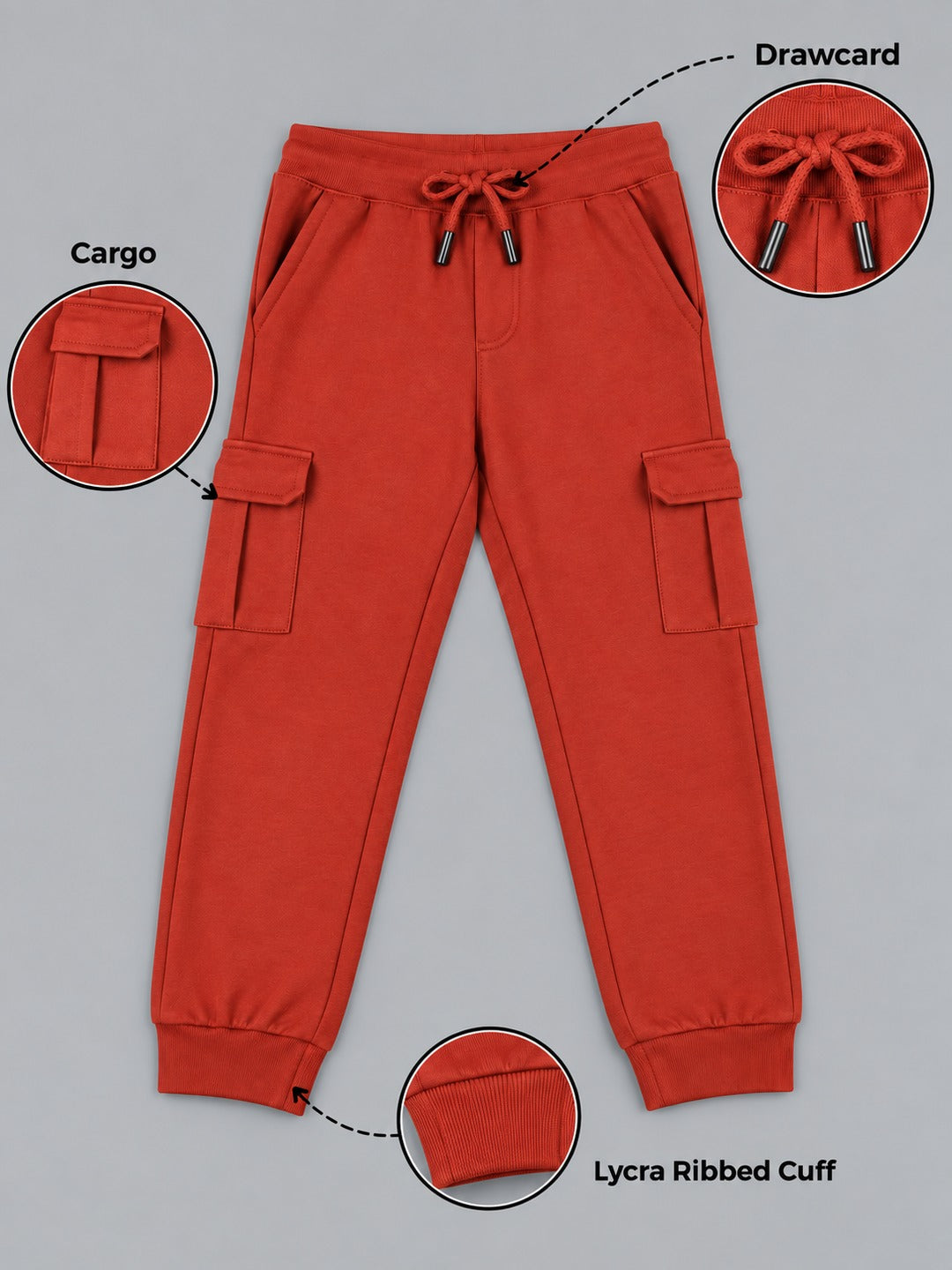 Boys Premium Soft Cotton Solid Cargo Pocket Jogger