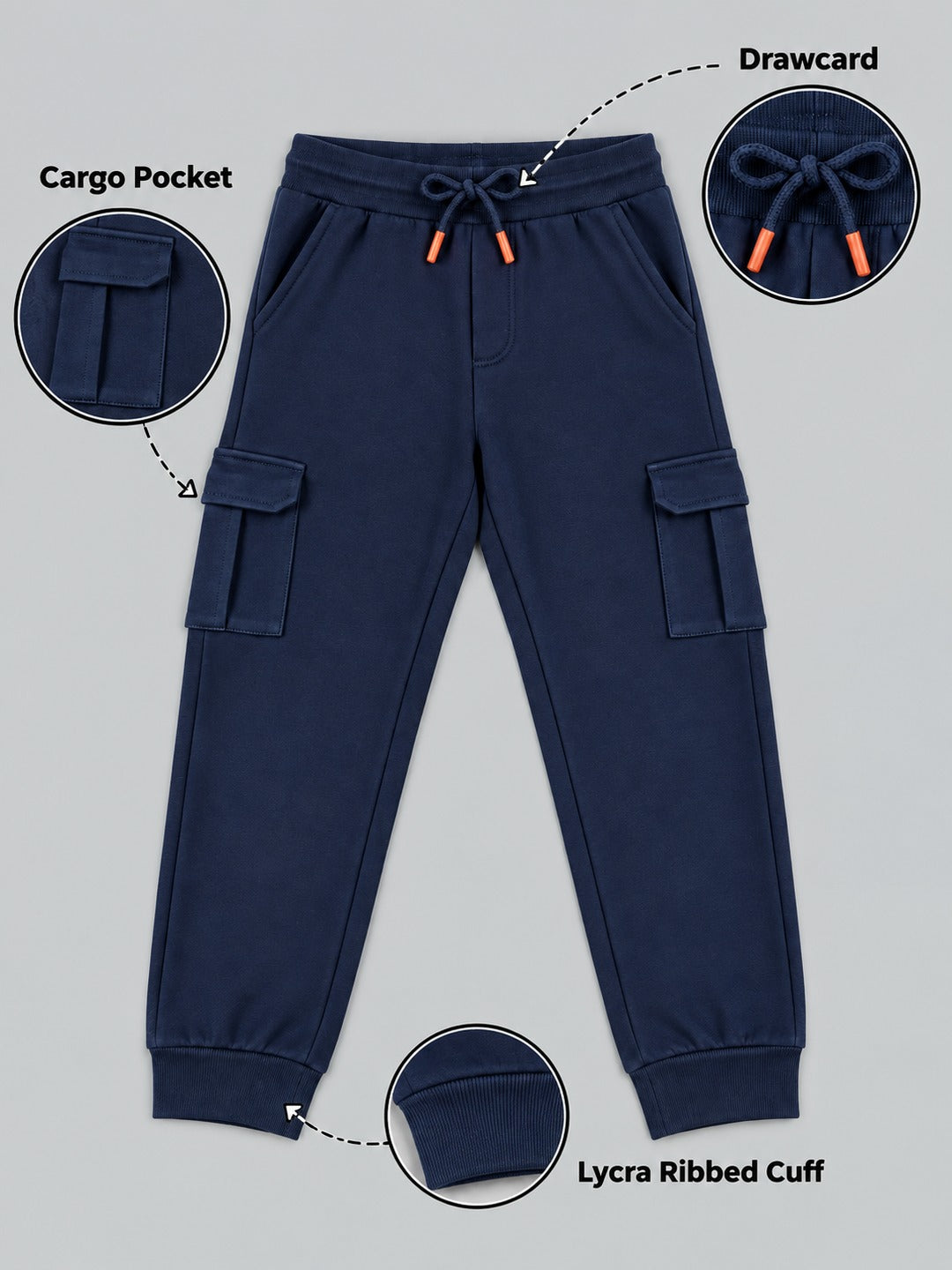 Boys Premium Soft Cotton Solid Cargo Pocket Jogger
