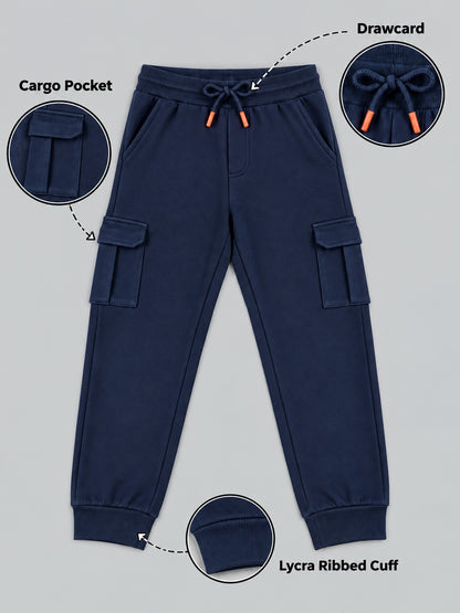 Boys Premium Soft Cotton Solid Cargo Pocket Jogger