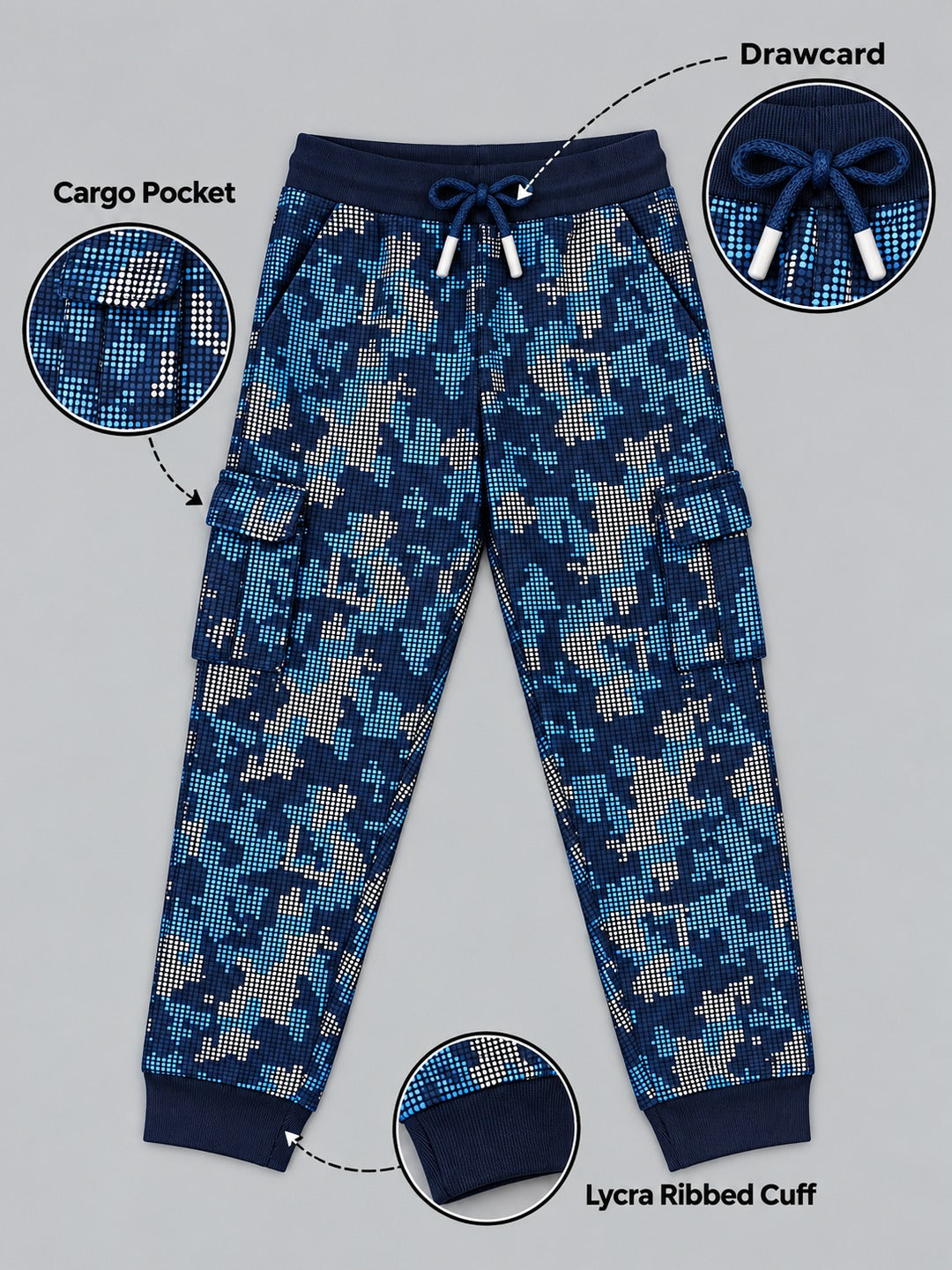 Boys Premium Soft Cotton Printed Cargo Pocket Jogger