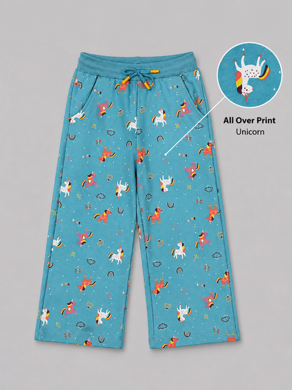Girls Premium Soft Cotton Printed Wide Leg Pant
