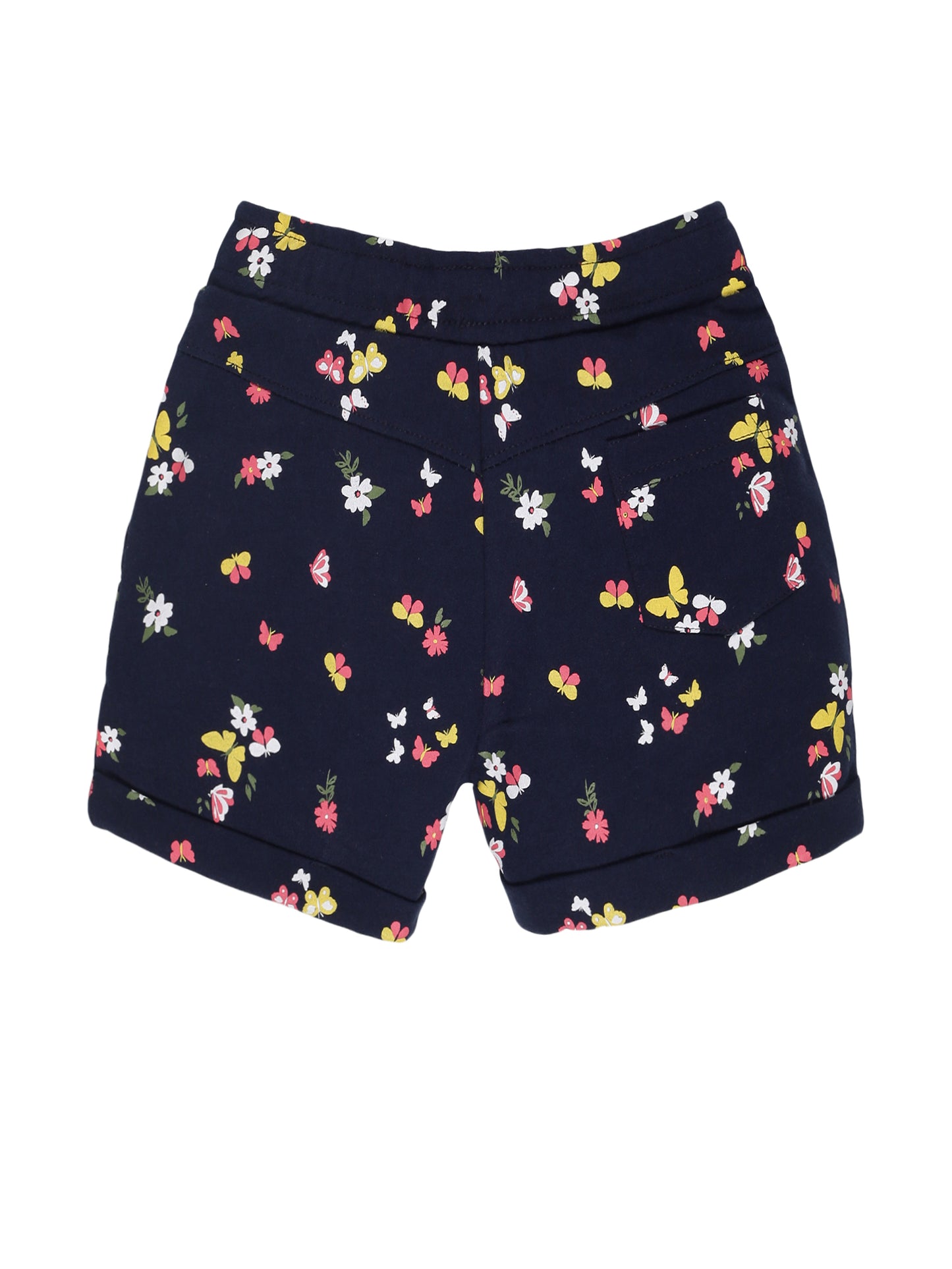 Girls  Butterfly & Floral printed Shorts-NAVY