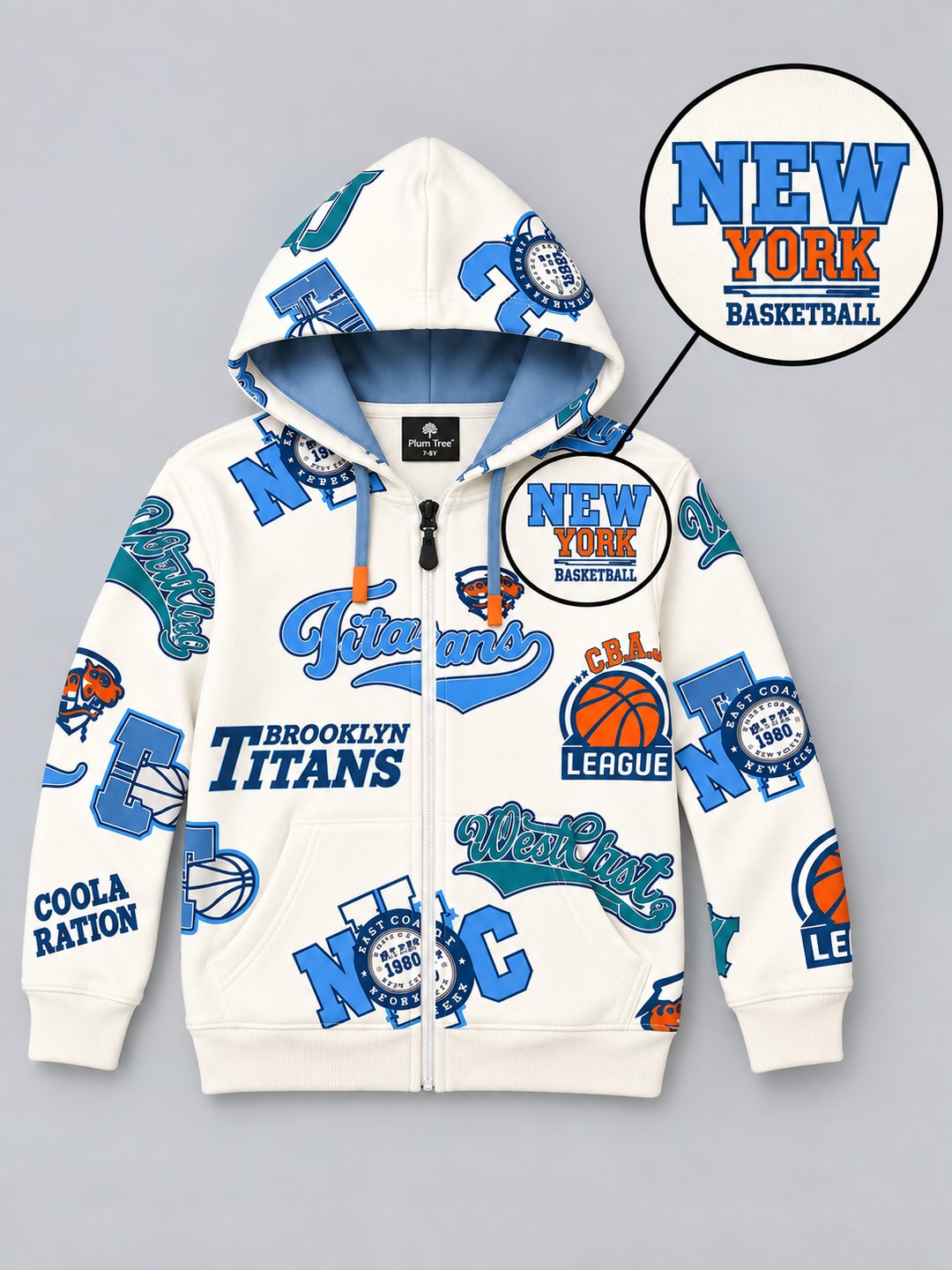 Boys Premium Soft Cotton Full Zipper Printed Hooded Sweatshirt