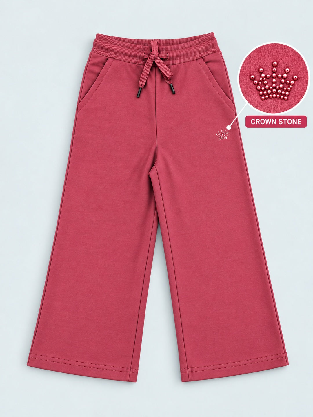 Girls Premium Soft Cotton Crown stone Printed Wide Leg Pant