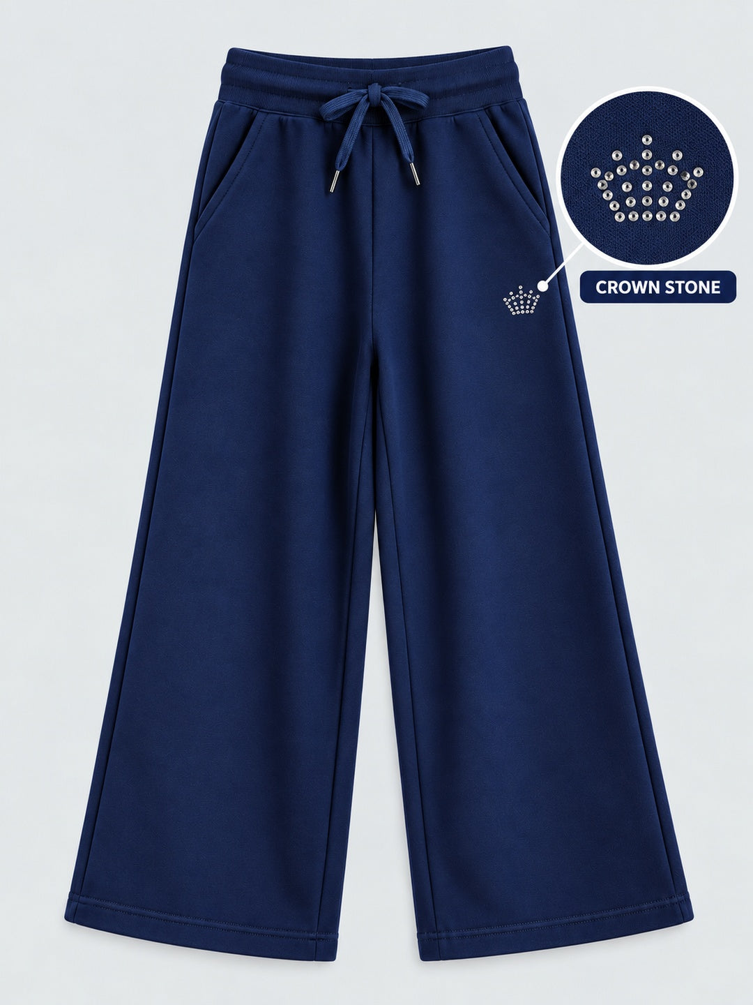 Girls Premium Soft Cotton Crown stone Printed Wide Leg Pant