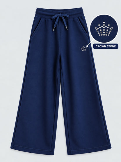 Girls Premium Soft Cotton Crown stone Printed Wide Leg Pant