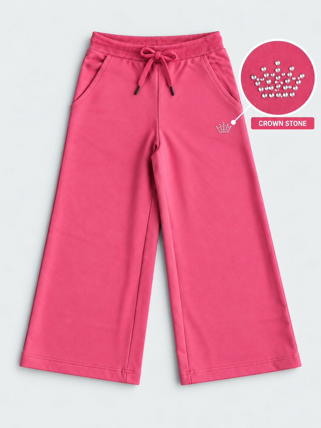 Girls Premium Soft Cotton Crown stone Printed Wide Leg Pant