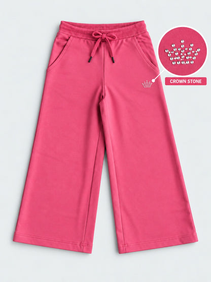 Girls Premium Soft Cotton Crown stone Printed Wide Leg Pant