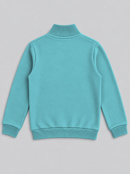 Boys Premium Soft Cotton Full Sleeve Half Zipper Hi-Neck Sweatshirt