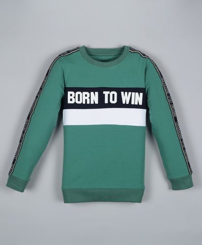 Round Neck Pullover Sweatshirt and Printed Jogger set