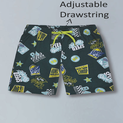 Boys Premium Cotton Printed Knit Shorts Pack Of 2