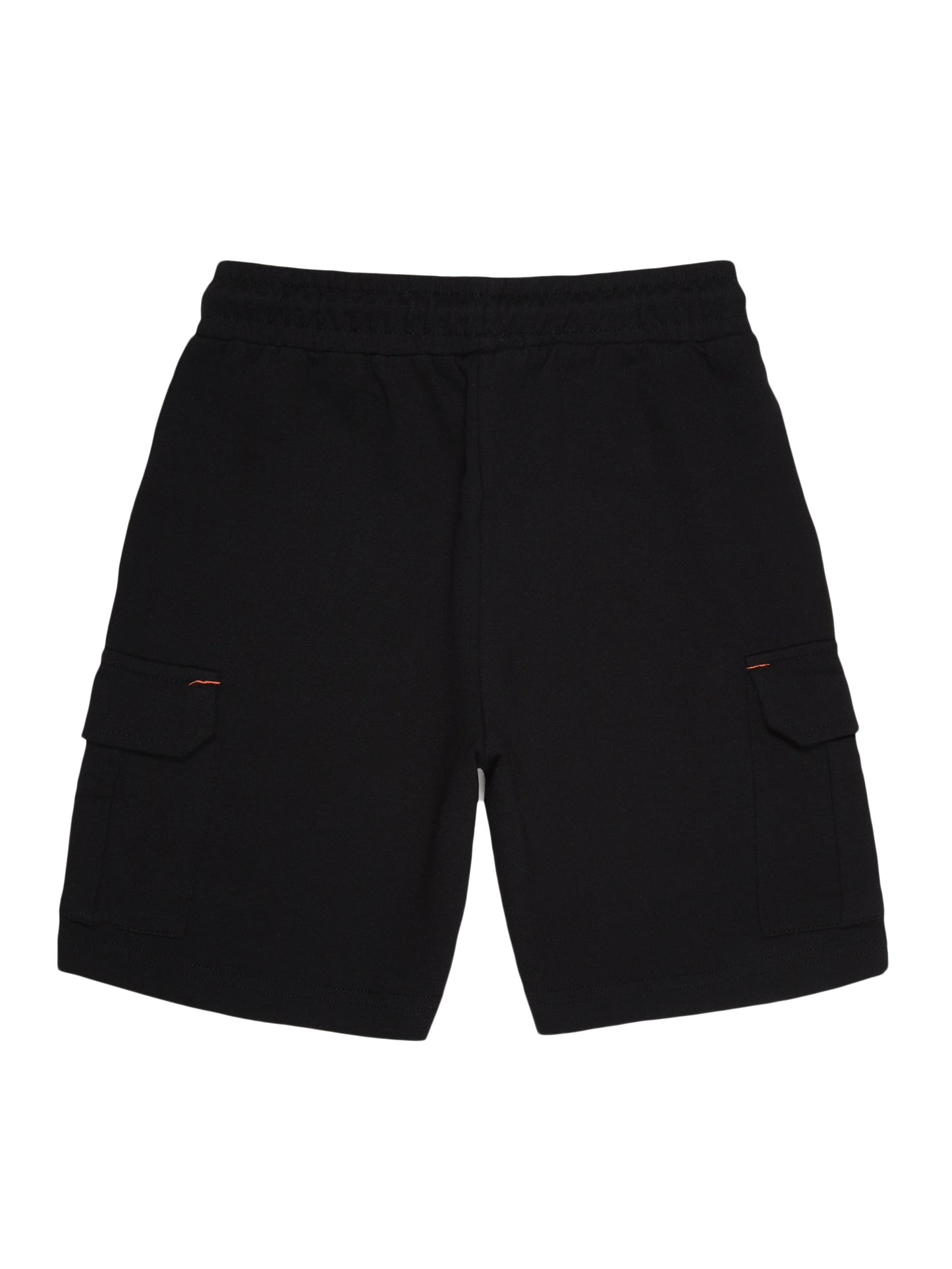 Boys Pure Cotton knit Printed Cargo Shorts -BLACK