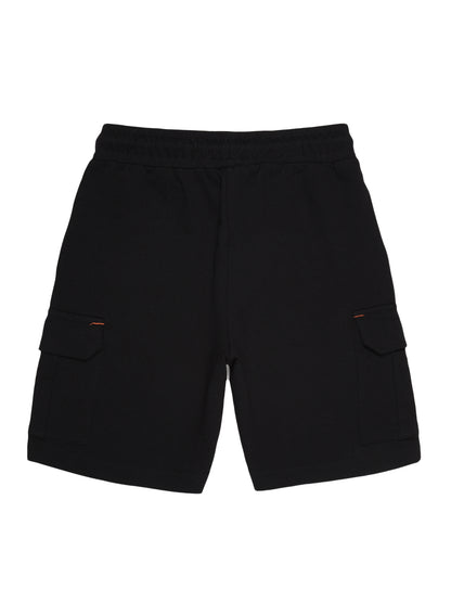 Boys Pure Cotton knit Printed Cargo Shorts -BLACK