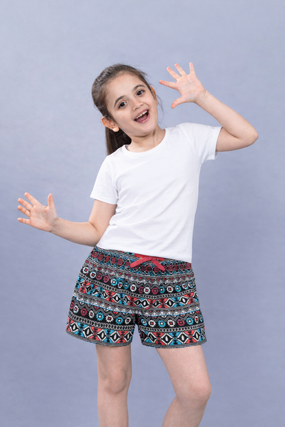 Girls Premium Cotton Printed Knit Shorts Pack Of 2