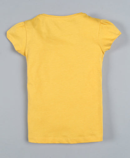 Plum Tree Girls Dare To Dream Print  T-shirt( Pack of 2)-YELLOW & POOL BLUE