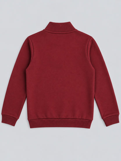 Boys Premium Soft Cotton Full Sleeve Half Zipper Hi-Neck Sweatshirt